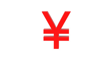 Chinese Yuan Renminbi currency symbol of People's Republic of China in Red - 3d rendering, 3d illustration