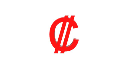 Costa Rican Colón currency symbol of Costa Rica in Red - 3d rendering, 3d illustration