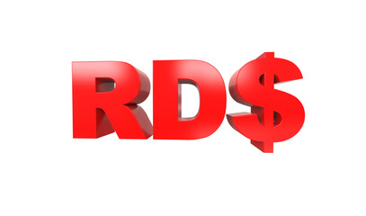 Dominican peso currency symbol of Dominican Republic in Red - 3d rendering, 3d illustration
