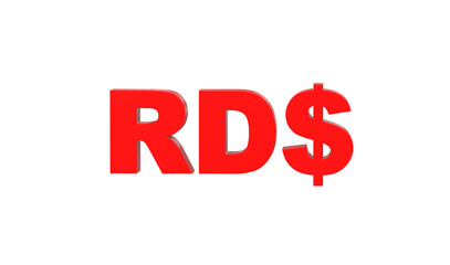 Dominican peso currency symbol of Dominican Republic in Red - 3d rendering, 3d illustration