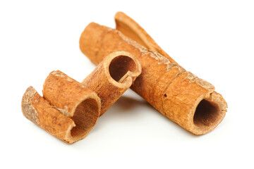 Cinnamon on a white background