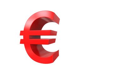 Euro, currency symbol of European union in Red - 3d rendering, 3d illustration