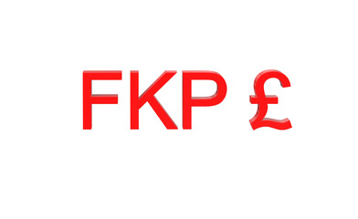 Falkland Islands Pound currency symbol of Falkland Islands in Red - 3d rendering, 3d illustration