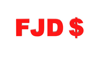 Fijian Dollar currency symbol of Fiji in Red - 3d rendering, 3d illustration