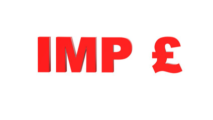 isle of man pound currency symbol of isle of man in Red - 3d rendering, 3d illustration