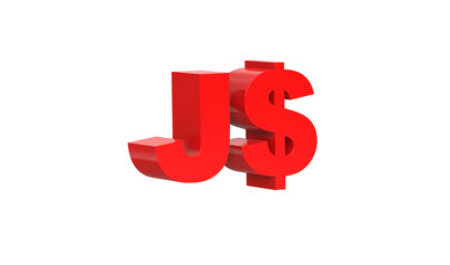 Jamaican dollar currency symbol of Jamaica in Red - 3d rendering, 3d illustration