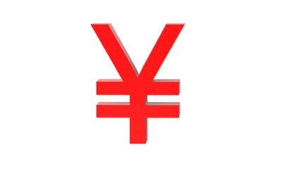 Japanese yen currency symbol of Japan in Red - 3d rendering, 3d illustration