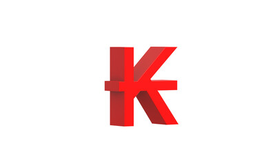 Laotian kip currency symbol of Laos in Red - 3d rendering, 3d illustration