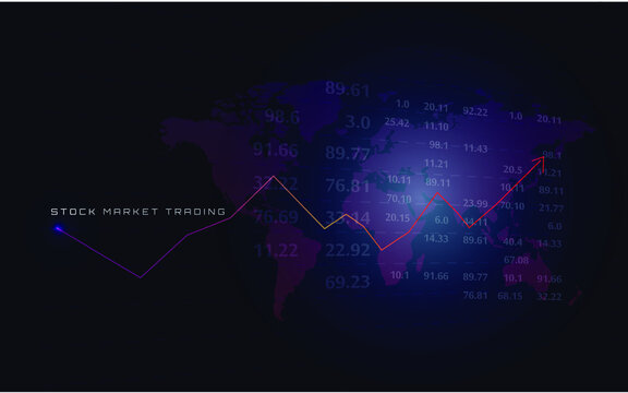Stock market chart on world map background. Forex trading graph in graphic concept,  for financial investment and economic trends business idea.