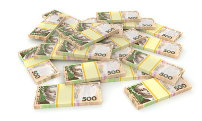 Stack of ukrainian money hryvnia (grivna, hryvna) with 500 banknotes