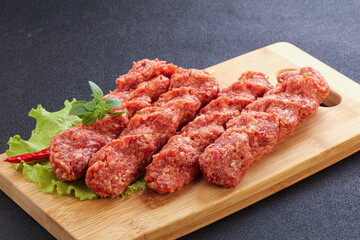 Raw beef kebab minced meat