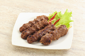 Beef kebab skewer minced meat