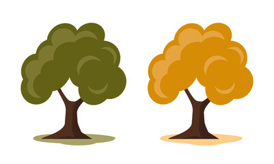 Summer and autumn trees. Isolated vector design.