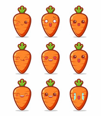 cute kawaii carrot emoticon expression collection