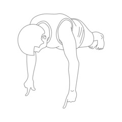 Man doing finger push ups outline vector.