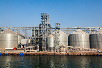 Grain storage terminal in the seaport of Constanta Romania.