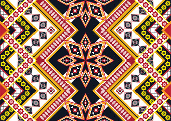 Geometric ethnic flower pattern for background,fabric,wrapping,clothing,wallpaper,batik,carpet,embroidery style