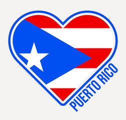 Puerto Rico heart flag badge. Made with Love from Puerto Rico logo. Flag of the country heart shape. Vector illustration.