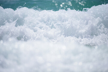 Blue calm sea in tropical beach. Tranquil ocean waves.