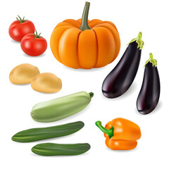 large collection of realistic vegetables on a transparent background. high quality vector 