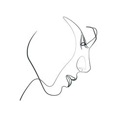 Surreal Faces Continuous line, drawing of set faces and hairstyles, fashion concept, woman's beauty, minimalist, vector illustration, pretty sexy. Take care of yourself.