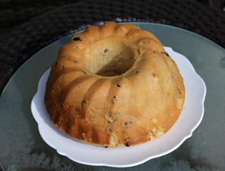 Traditional Ukrainian Easter Cake Kulich or Orthodox Christian Easter Bread.