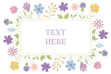 Rectangular flower frame with space for text