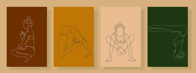 continuous line drawing of a woman's fitness yoga concept vector health illustration.
It's the International Day of Yoga.