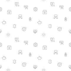 Seamless pattern with Charity and Donation icon on white background. Included the icons as blood, heart, save world, love, cross, ribbon, care, volunteer, fund, donor And Other Elements.