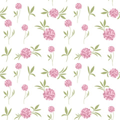 Seamless pattern with pink peony flowers