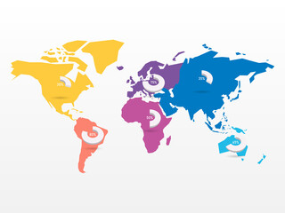 Obraz premium World map and continents infographics
