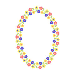 Oval floral frame. Flower wreath border. For greeting card, wedding , Mother's Day, birthday card, invitation. Vector .