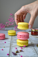 macaroons on a wooden table
