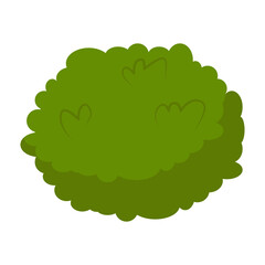 Cartoon spring green bush isolated on white background. Flat vector illustration