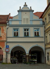 Obraz premium Historical house in Domazlice,Klatovy district,West Bohemia,Czech Republic,Europe,Central Europe 