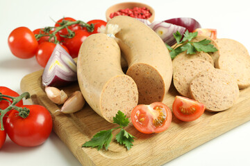 Concept of tasty food, liverwurst, close up