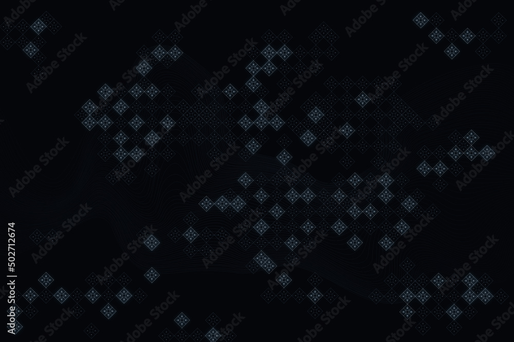 Poster creative dark digital wallpaper with icons and blur. landing page concept. 3d rendering.