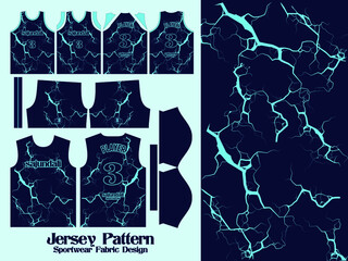 Blue Lightning Style Jersey pattern textile for Sport t-shirt, Soccer, Football, E-sport, basketball, badminton, futsal