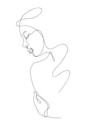 Continuous line Naked woman or one line drawing on white isolated background. fashion concept, woman beauty minimalist, illustration of a beautiful nude figure. 