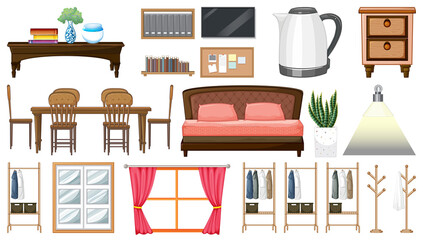 Home furniture on white background