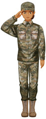Soldier in uniform cartoon character