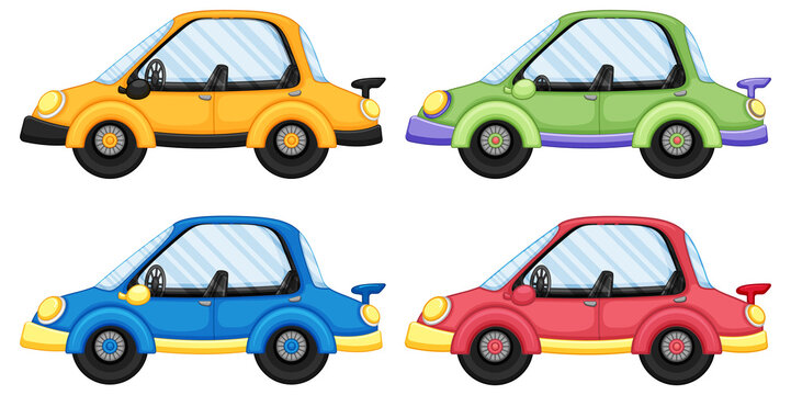 Set of different cars in cartoon style
