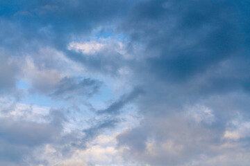Naklejka na ściany i meble Beautiful clouds in the blue sky. Natural atmospheric background.