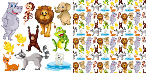 Cute animals cartoon set on white background