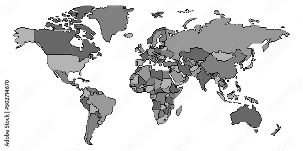 Poster simplified smooth border world map