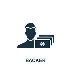 Backer icon. Monochrome simple Crowdfunding icon for templates, web design and infographics