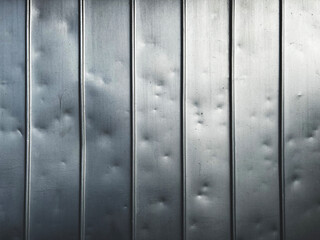 Worn hail damaged corrugated metal surface as industrial background - obrazy, fototapety, plakaty