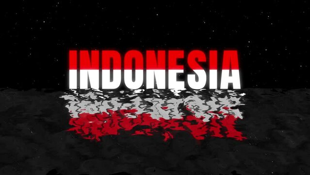 Indonesia Flag Text Intro and Outro motion graphic template with ocean wave and black stars burst particle background.
4k Indonesian Independence Day Text 2d animation.