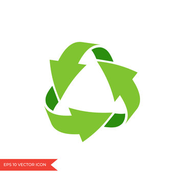 Recycle icon. Green symbol with three arrows