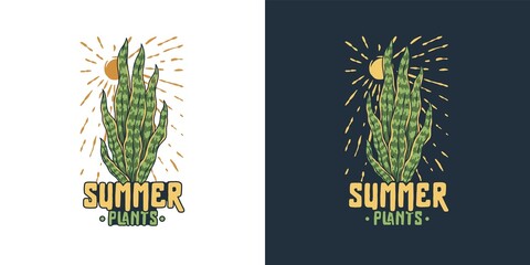 Summer surfing and tropical hawaii. Exotic plant for t-shirt print. Palm for tropic surf design